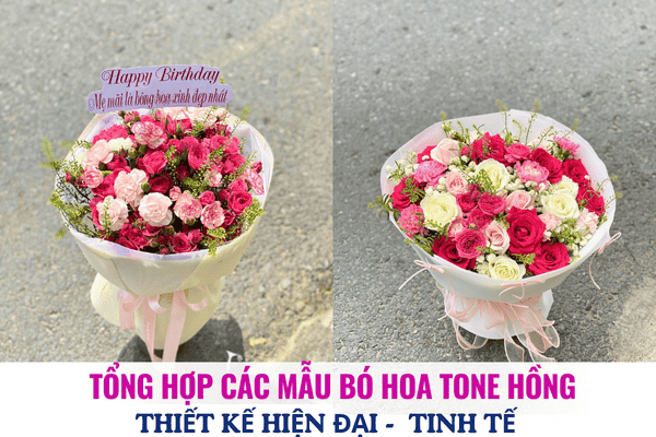Tổng hợp các mẫu bó hoa tone hồng cực xinh